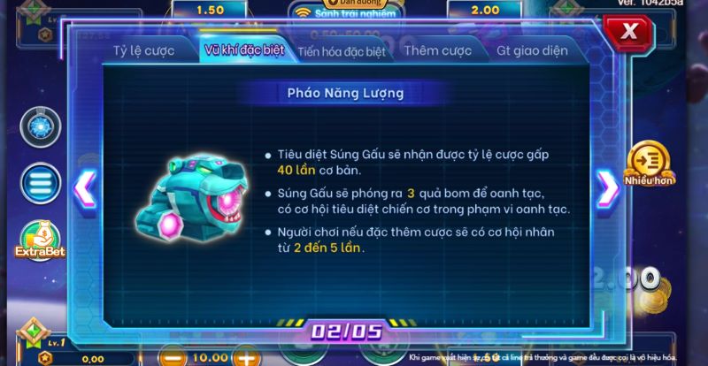 Pháo Năng Lượng là vũ khí đặc biệt trong game FC Bắn cá Vũ Trụ