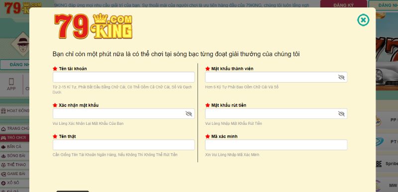 Hướng dẫn đăng ký tài khoản tại 79King cho tân thủ 